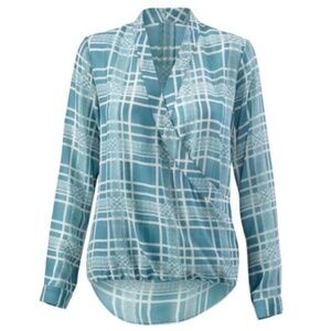 CABI Windowpane Wrap Blouse #3068 Top SZ M